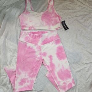 Pink and White Tie-Dye Activewear Set